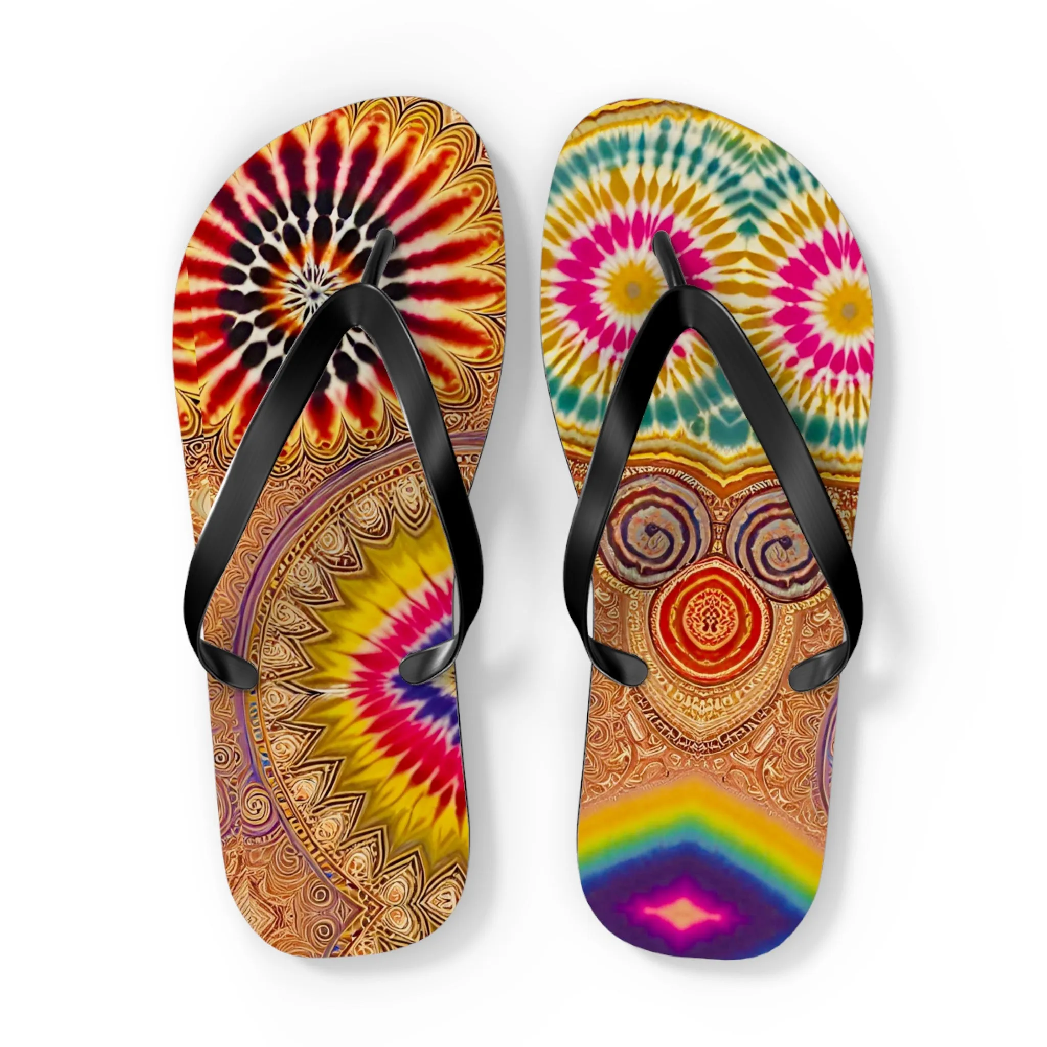 Tie Dye Art Flip Flops