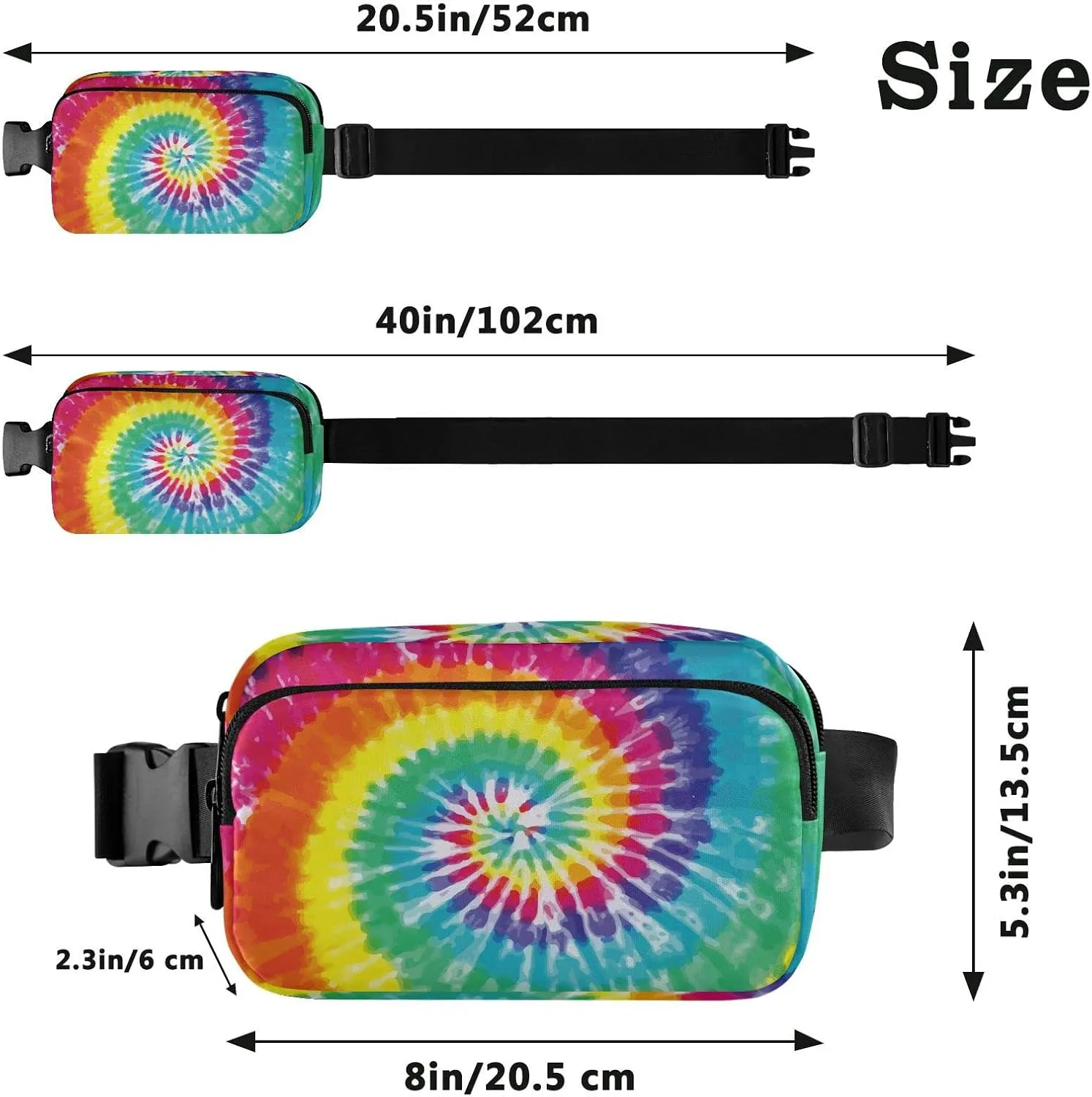 Tie Dye Fanny Pack women Belt Bag Fashion Everywhere Waist Bags with Adjustable Strap for Workout Running Traveling Hiking