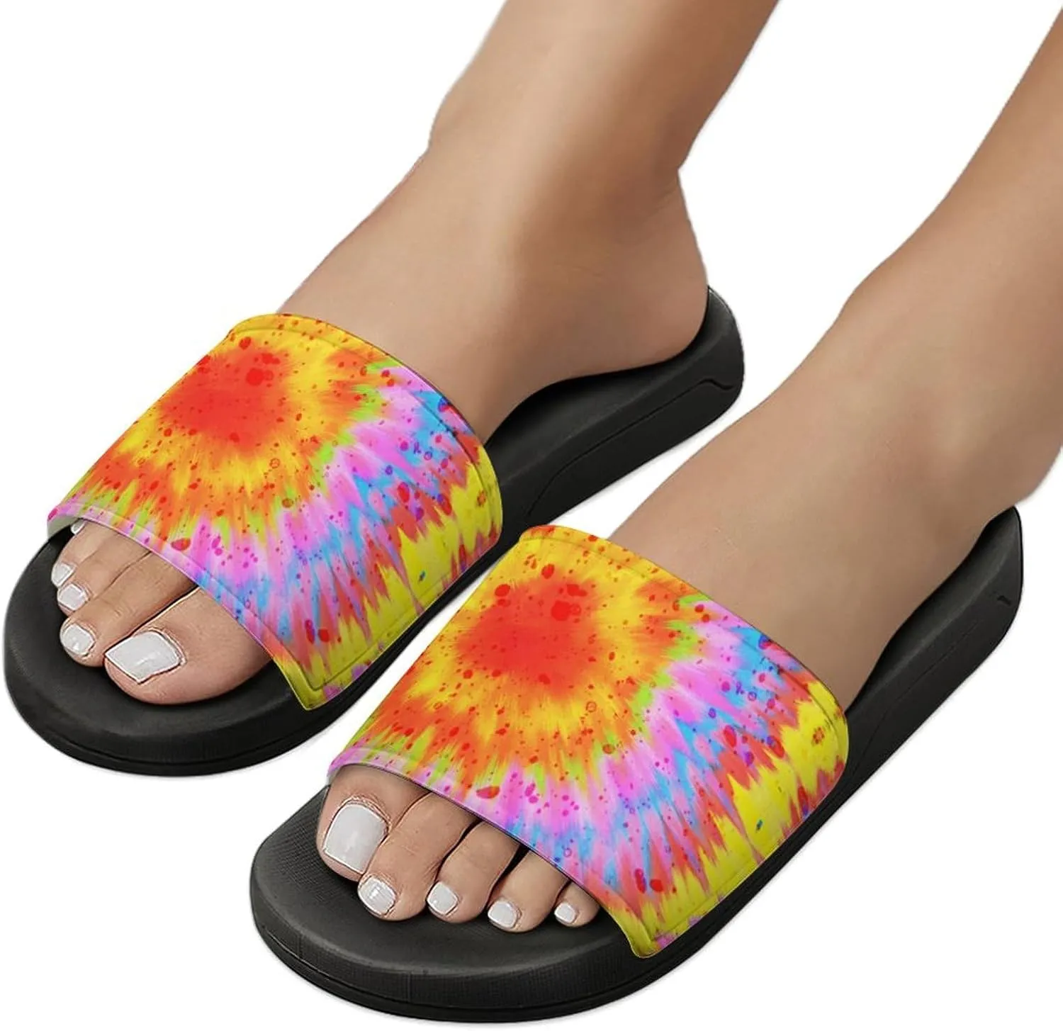 Tie Dye PVC Home Slippers Men Womans Non Slip Bath Open Toe Shoes Lightweight Outdoor Sandals Summer Beach Slides