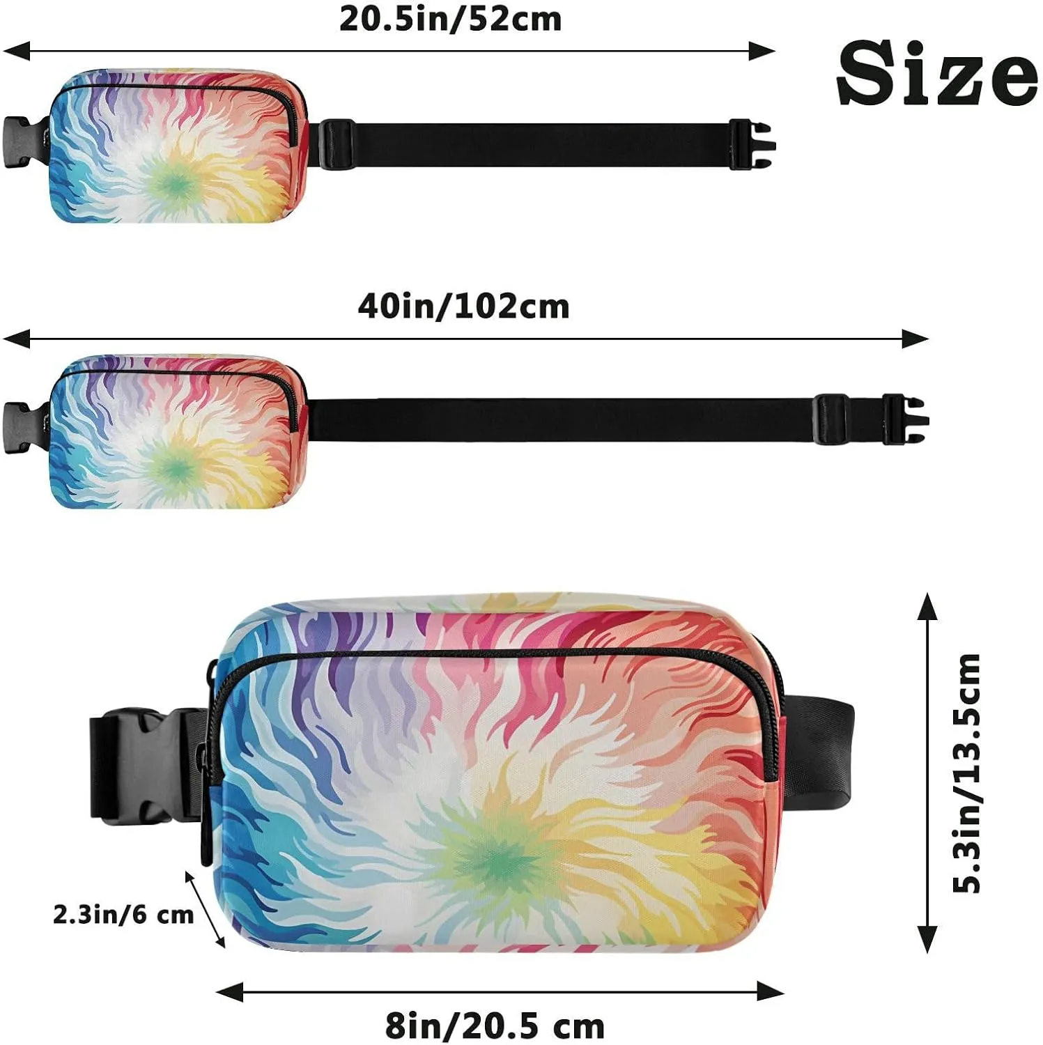 Tie Dye Rainbow Fanny Packs for Women & Men - Belt Bag Crossbody Waist Packs for Running - 21340910