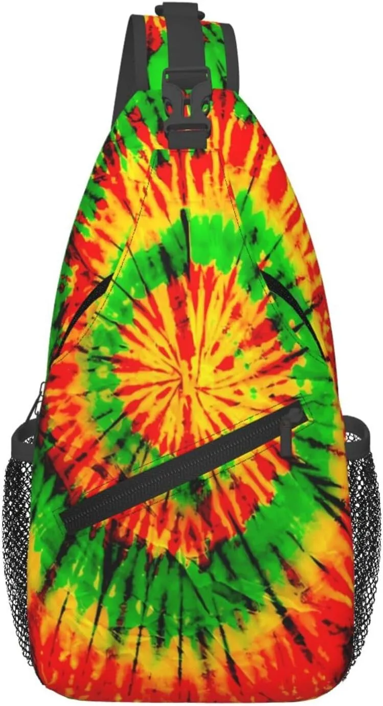 Tie Dye Swirl Rainbow Chest Bags Crossbody Sling Bag Shoulder Bag Travel Hiking Daypack For Men Women