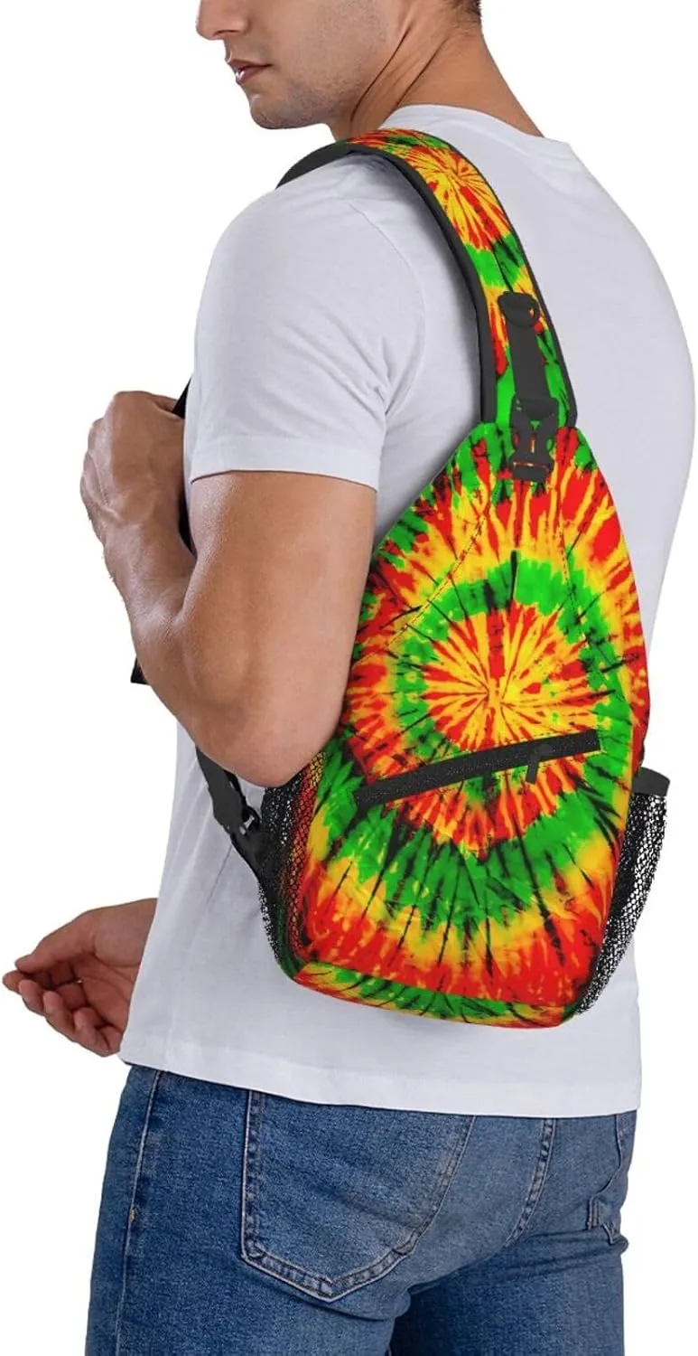 Tie Dye Swirl Rainbow Chest Bags Crossbody Sling Bag Shoulder Bag Travel Hiking Daypack For Men Women