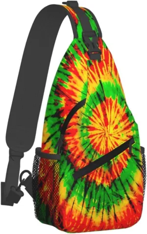 Tie Dye Swirl Rainbow Chest Bags Crossbody Sling Bag Shoulder Bag Travel Hiking Daypack For Men Women