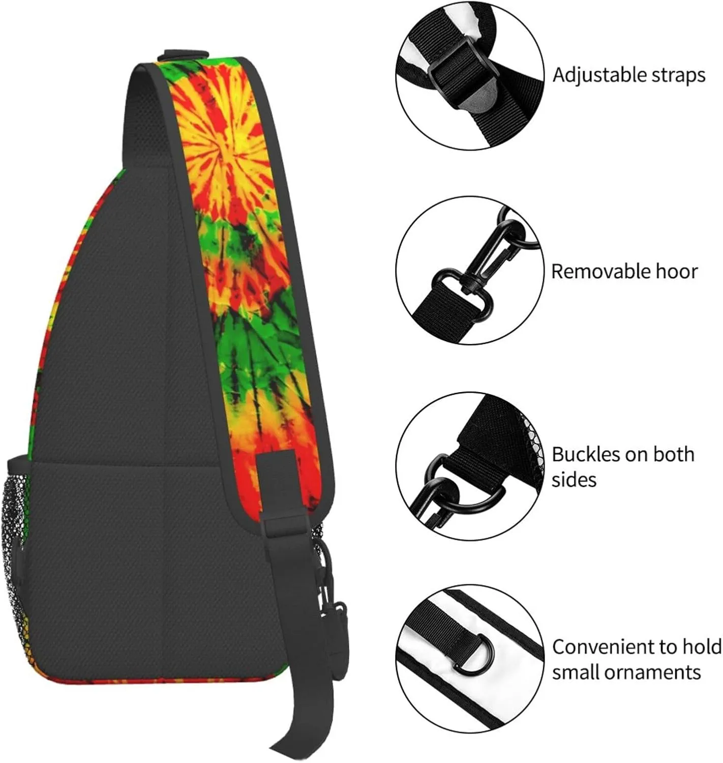 Tie Dye Swirl Rainbow Chest Bags Crossbody Sling Bag Shoulder Bag Travel Hiking Daypack For Men Women