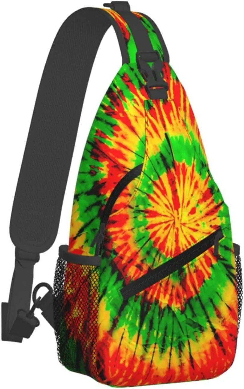 Tie Dye Swirl Rainbow Chest Bags Crossbody Sling Bag Shoulder Bag Travel Hiking Daypack For Men Women
