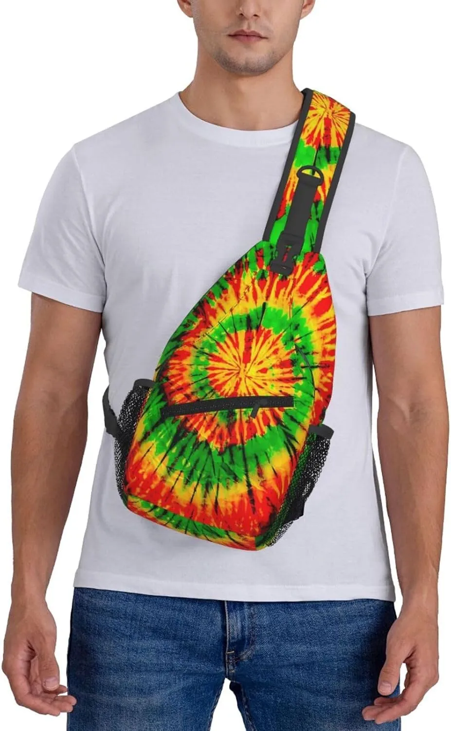 Tie Dye Swirl Rainbow Chest Bags Crossbody Sling Bag Shoulder Bag Travel Hiking Daypack For Men Women