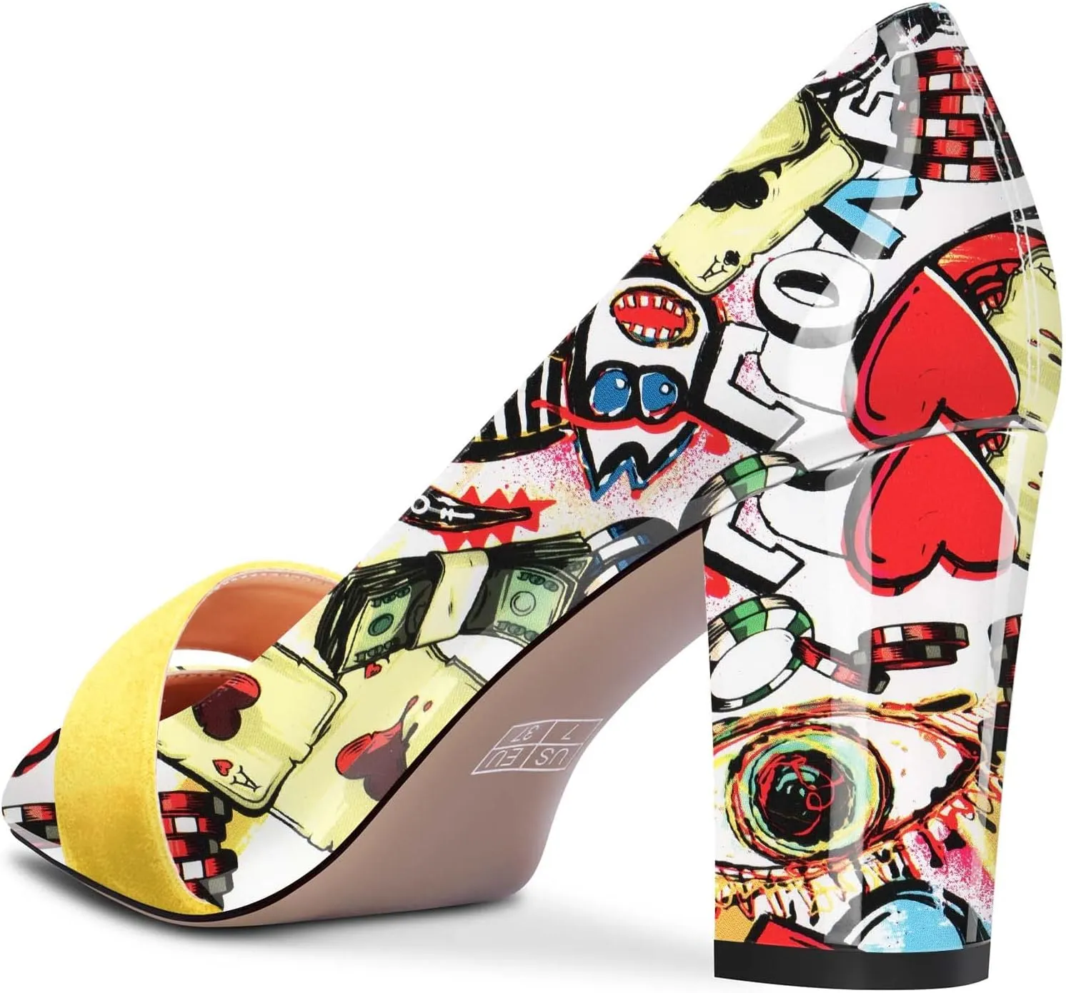 TNYNFBEB Women Chunky Block Mid Heel Close Pointed Toe Pumps Slip-on Patchwork Party Wedding Basic Classic 3.2 Inches Heels