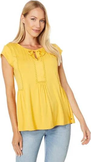 Tommy Hilfiger Women's Cap Sleeve Pintuck Dressy Knit Tops