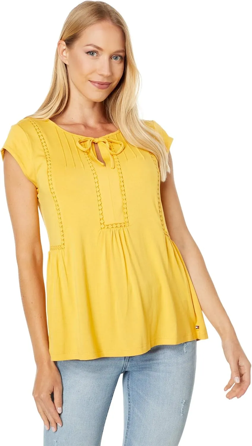 Tommy Hilfiger Women's Cap Sleeve Pintuck Dressy Knit Tops