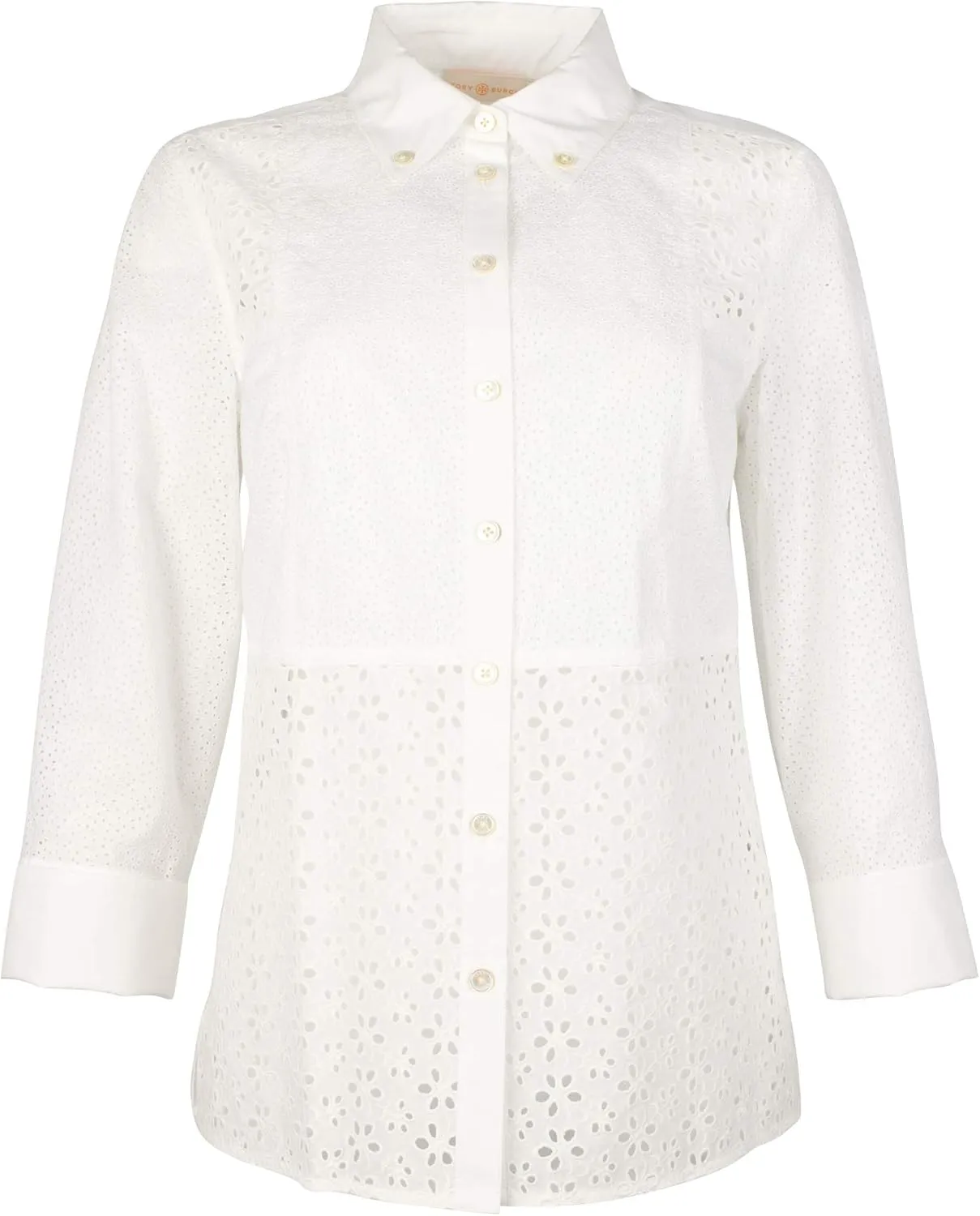 Tory Burch Women's Patchwork Eyelet Shirt Blouse NI 2