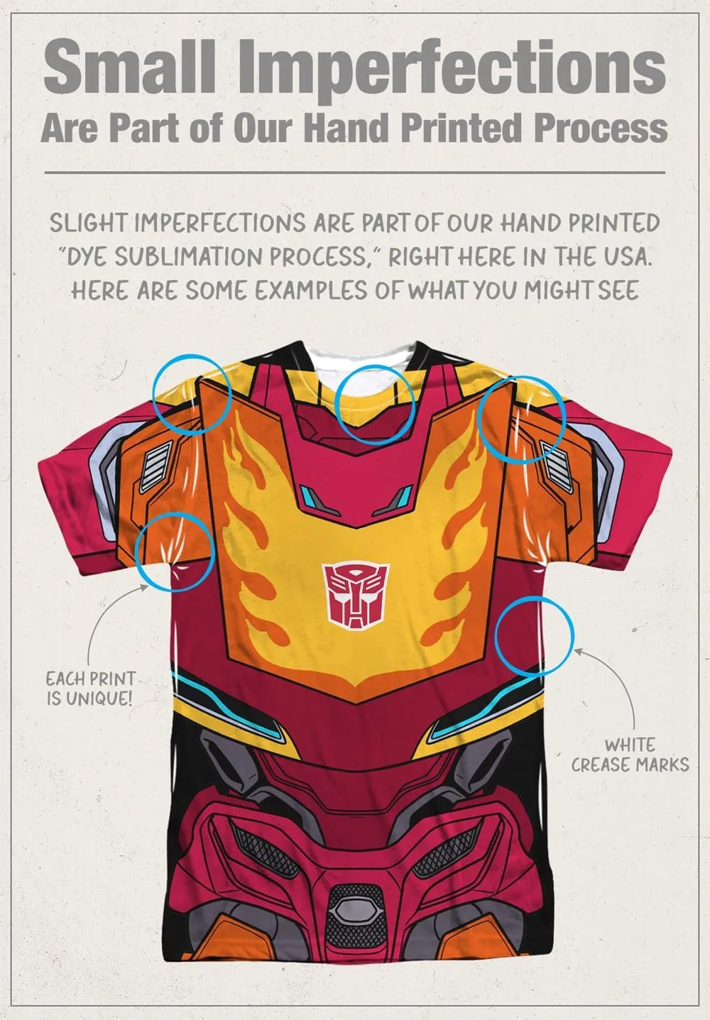 Transformers Cosplays Collection Unisex Adult Sublimated Halloween Costume T Shirt (Front/Back)