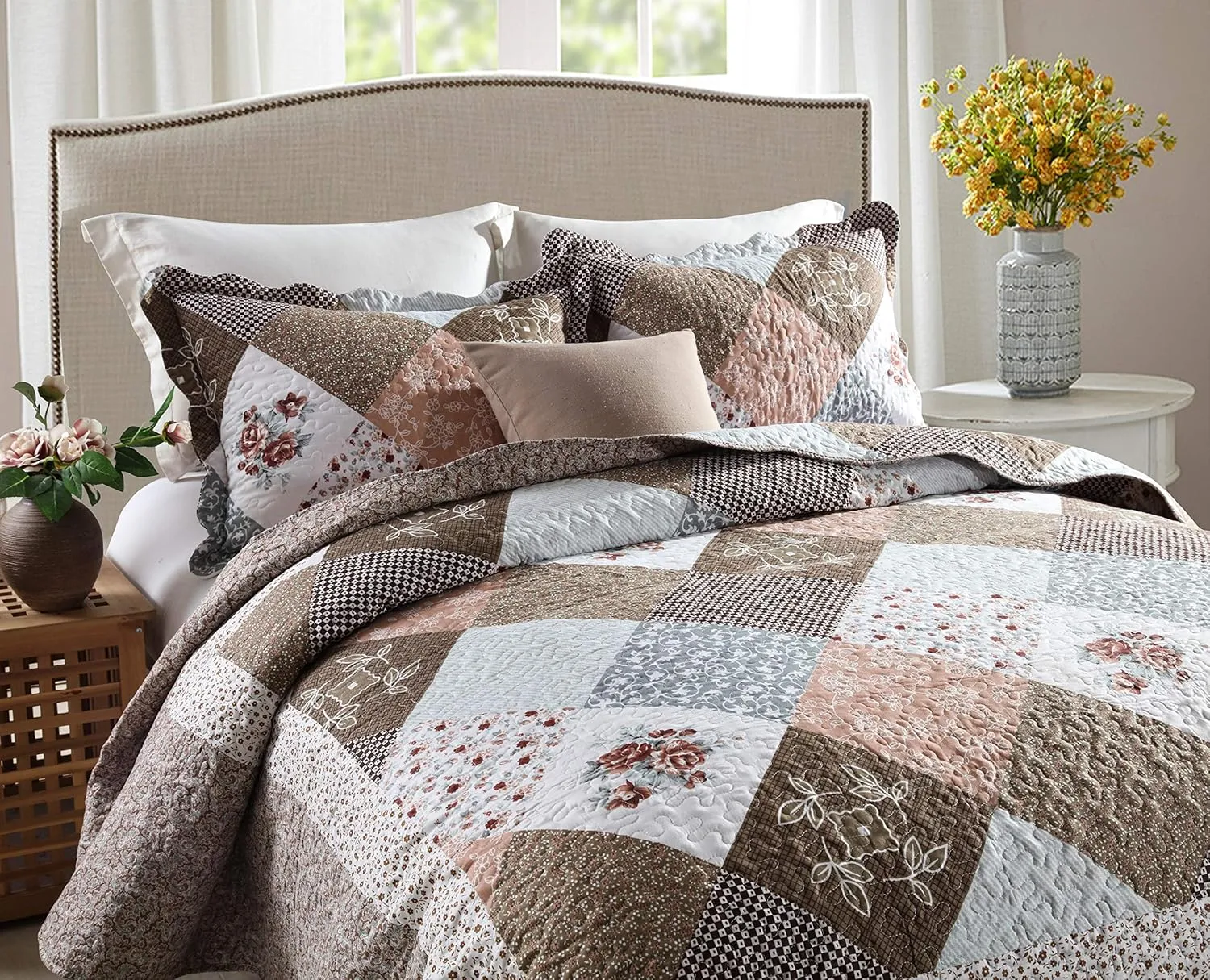 Travan 3-Piece Queen Quilt Sets with Shams Oversized Bedding Bedspread Reversible Soft Coverlet Set, Queen Size