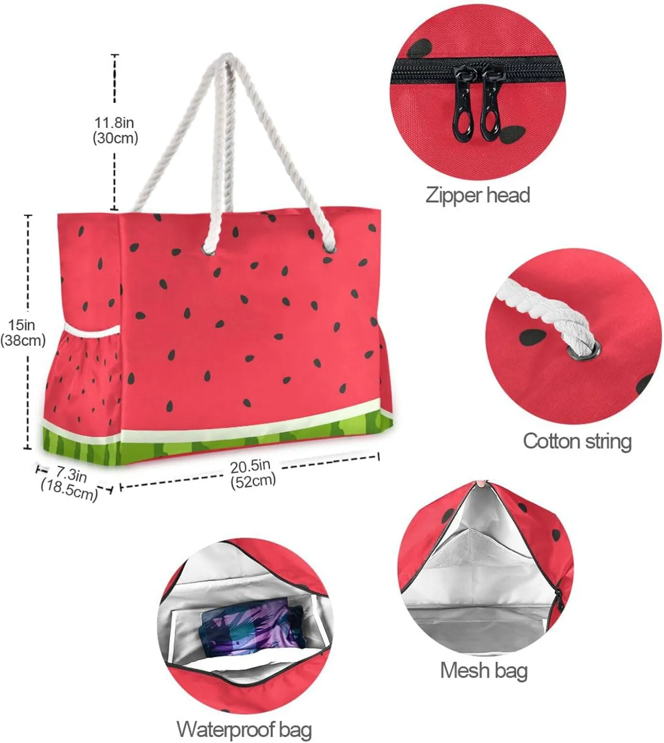 Travel Tote Bags Top Zipper,Women Waterproof Sandproof
