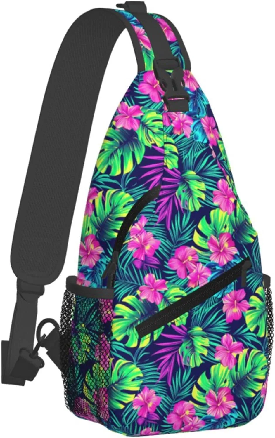 Tropical Hawaii Neon Palm Leav Crossbody bags for women Men Sling Bag Travel Chest Backpack Leisure Sports Outdoor Running Hiking