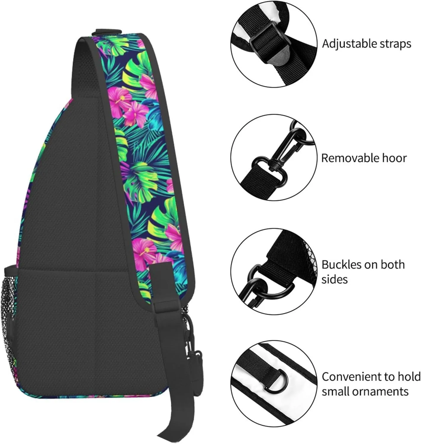 Tropical Hawaii Neon Palm Leav Crossbody bags for women Men Sling Bag Travel Chest Backpack Leisure Sports Outdoor Running Hiking