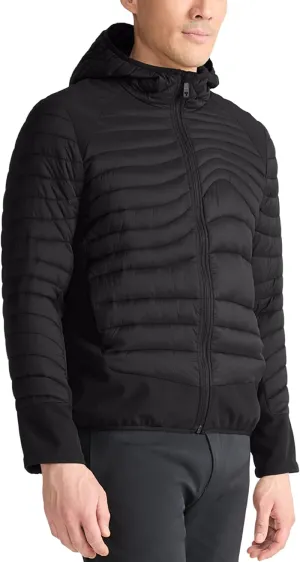 TUMI Men's Asymmetrical Wave Quilted Midweight Puffer with PrimaLoft Fill - Hooded Puffer Jacket - Men's Outerwear
