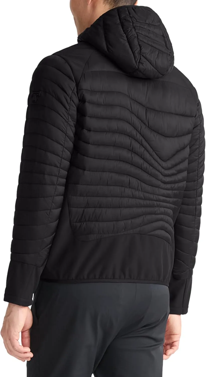 TUMI Men's Asymmetrical Wave Quilted Midweight Puffer with PrimaLoft Fill - Hooded Puffer Jacket - Men's Outerwear