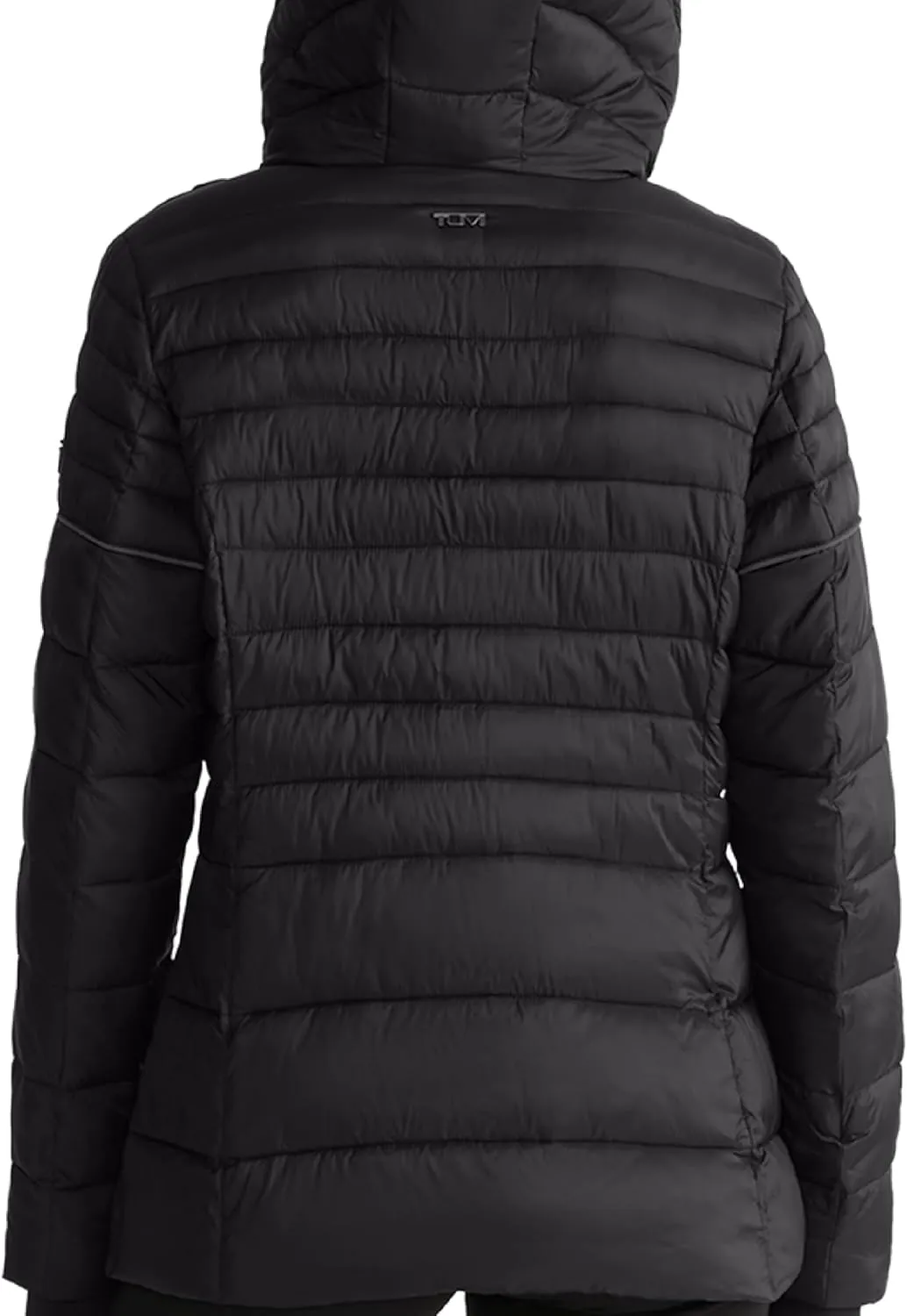 TUMI Women's Asymmetrical Zip Cowl Neck Quilted Midweight Puffer Coat with PrimaLoft Fill - Nylon Puffer Coat