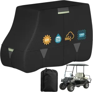 Tuszom 100% Waterproof 1200D Solution-Dyed Golf Cart Cover Universal Fit for Most Brand 2/2 2/4/4 2/6 Passenger Yamaha,Honda,Club Car,EZGO Golf Cart with Zipper Door,Storage Bag