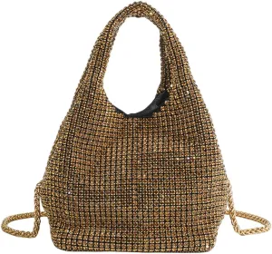 UMREN Bling Full Glitter Knotted Handbag for Women Crystal Rhinestone Hobo Dumpling Bag Diamond Evening Clutch Crossbody Bag