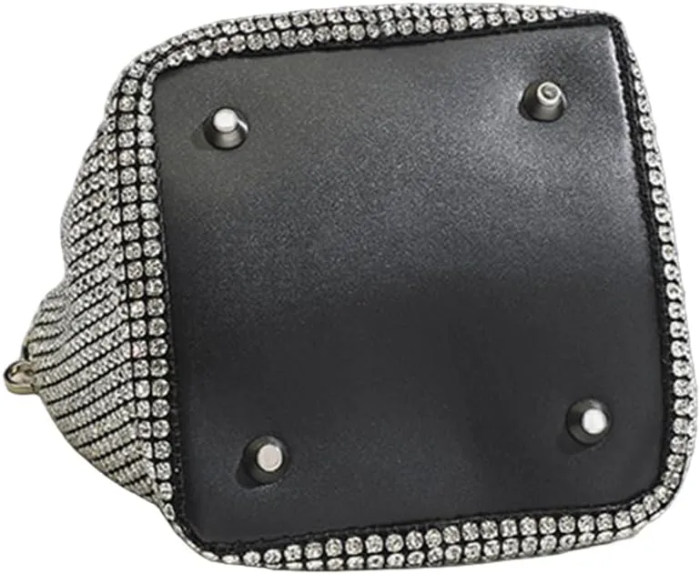 UMREN Bling Full Glitter Knotted Handbag for Women Crystal Rhinestone Hobo Dumpling Bag Diamond Evening Clutch Crossbody Bag