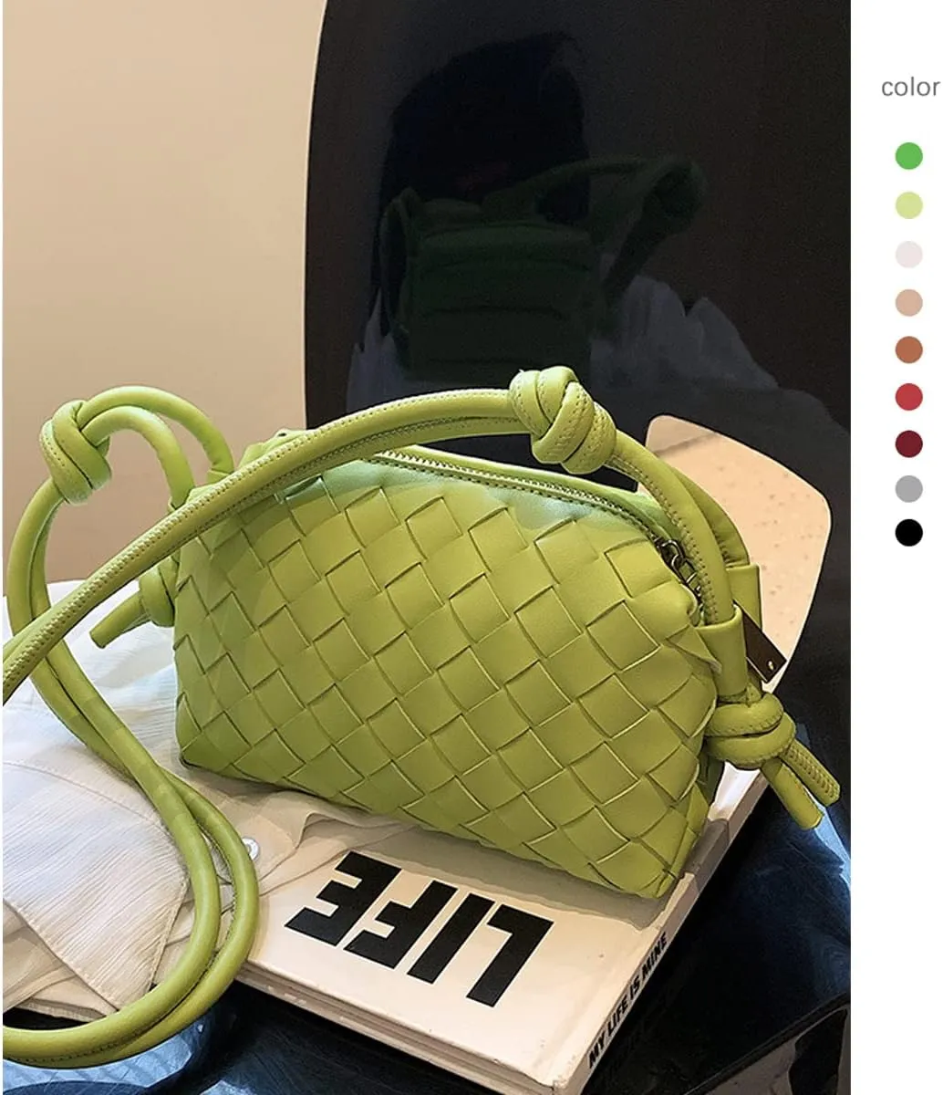 UPSONG Woven Crossbody Bags for Women，Fashion Leather Lightweight Handbags Shoulder Bag Phone Purse Ladies Messenger Bag