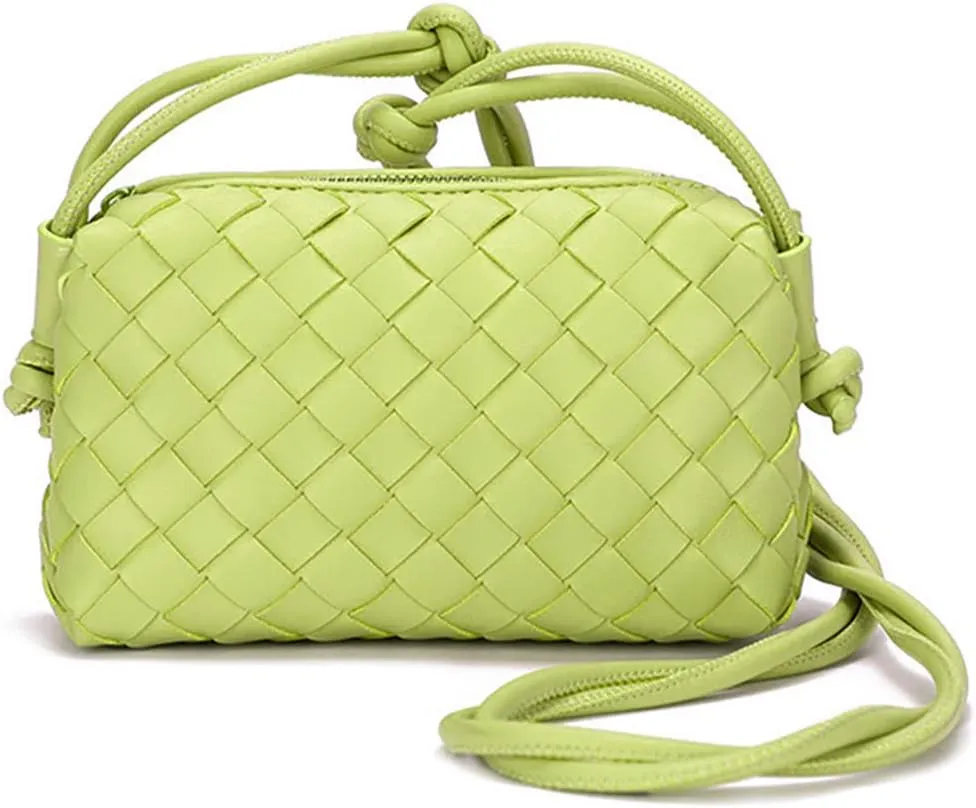 UPSONG Woven Crossbody Bags for Women，Fashion Leather Lightweight Handbags Shoulder Bag Phone Purse Ladies Messenger Bag