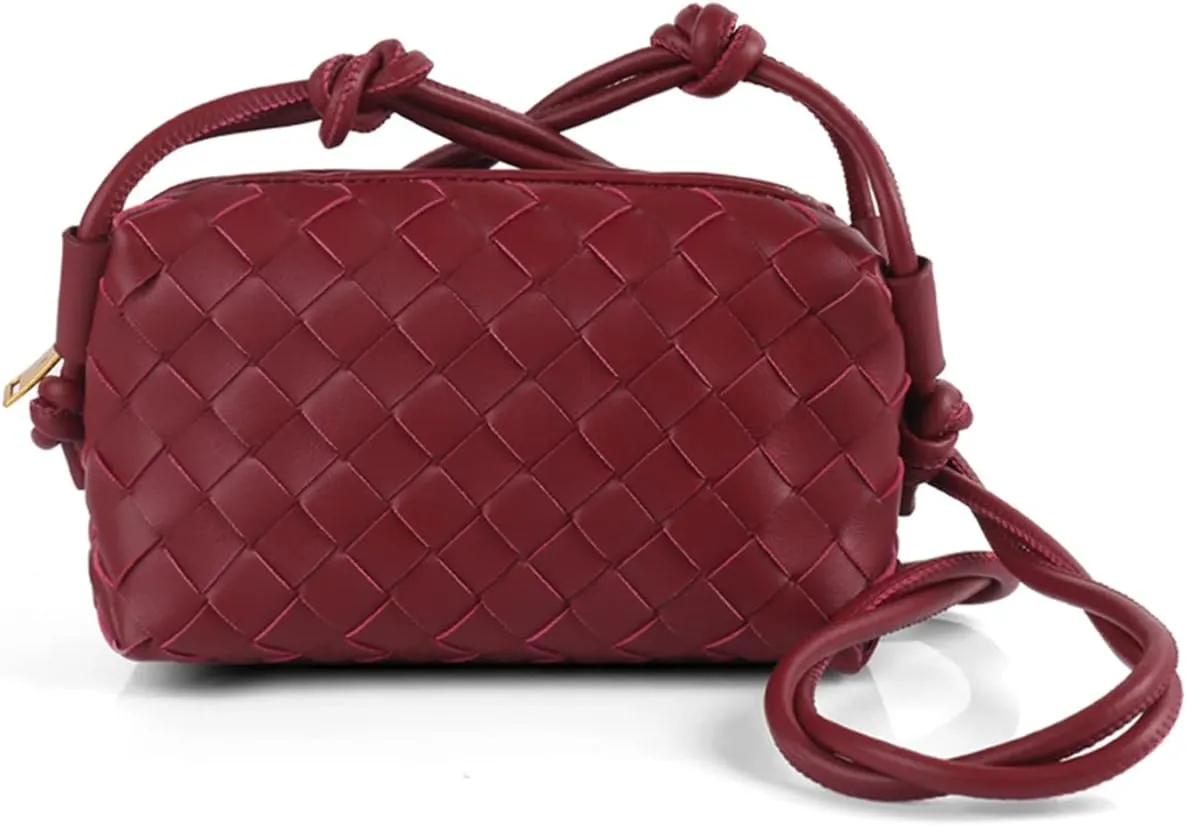 UPSONG Woven Crossbody Bags for Women，Fashion Leather Lightweight Handbags Shoulder Bag Phone Purse Ladies Messenger Bag