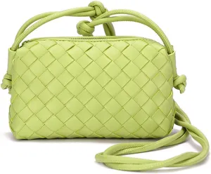 UPSONG Woven Crossbody Bags for Women，Fashion Leather Lightweight Handbags Shoulder Bag Phone Purse Ladies Messenger Bag