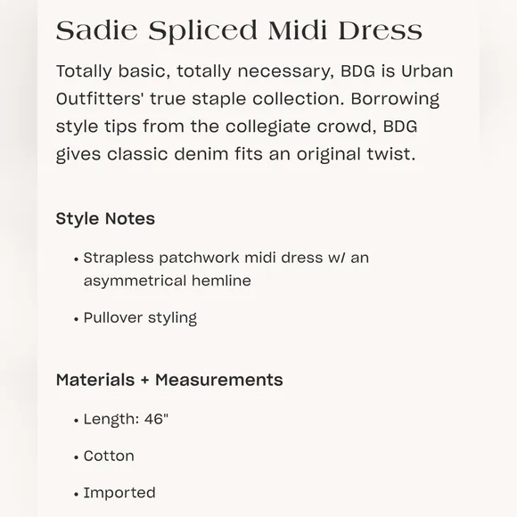 Urban Outfitters BDG Women's Sadie Spliced Midi Dress Asymmetrical Patchwork S