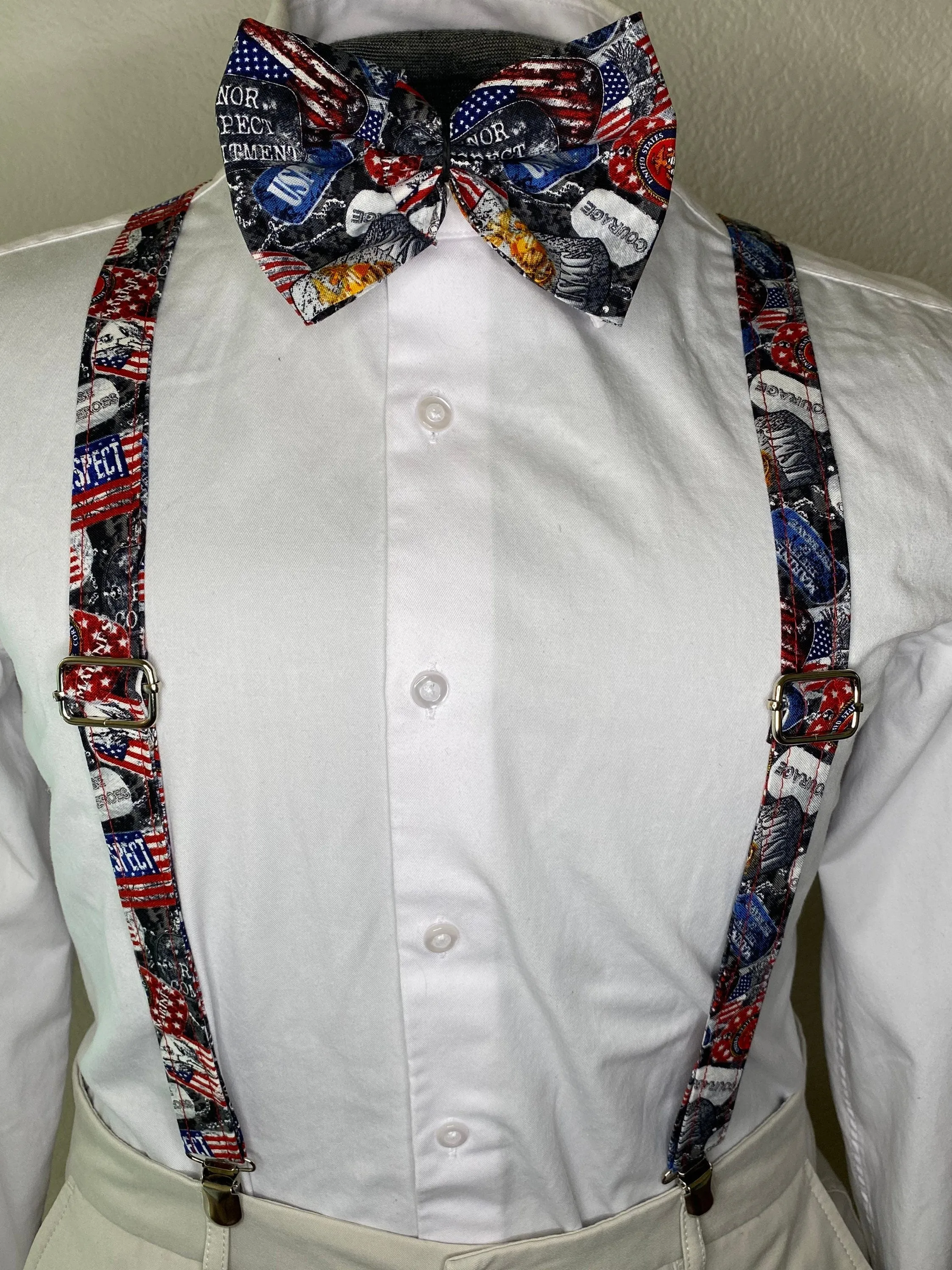 USMC Marine suspenders and bow tie / Infant, Toddler, Child, Teen, Adult, Big & Tall Oorah! Semper Fi