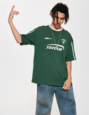Vamtac Patchwork Racing T Shirt Y2K Vintage Oversized Graphic Tees Contrast Color Stripe Half Sleeve Unisex Streetwear Top