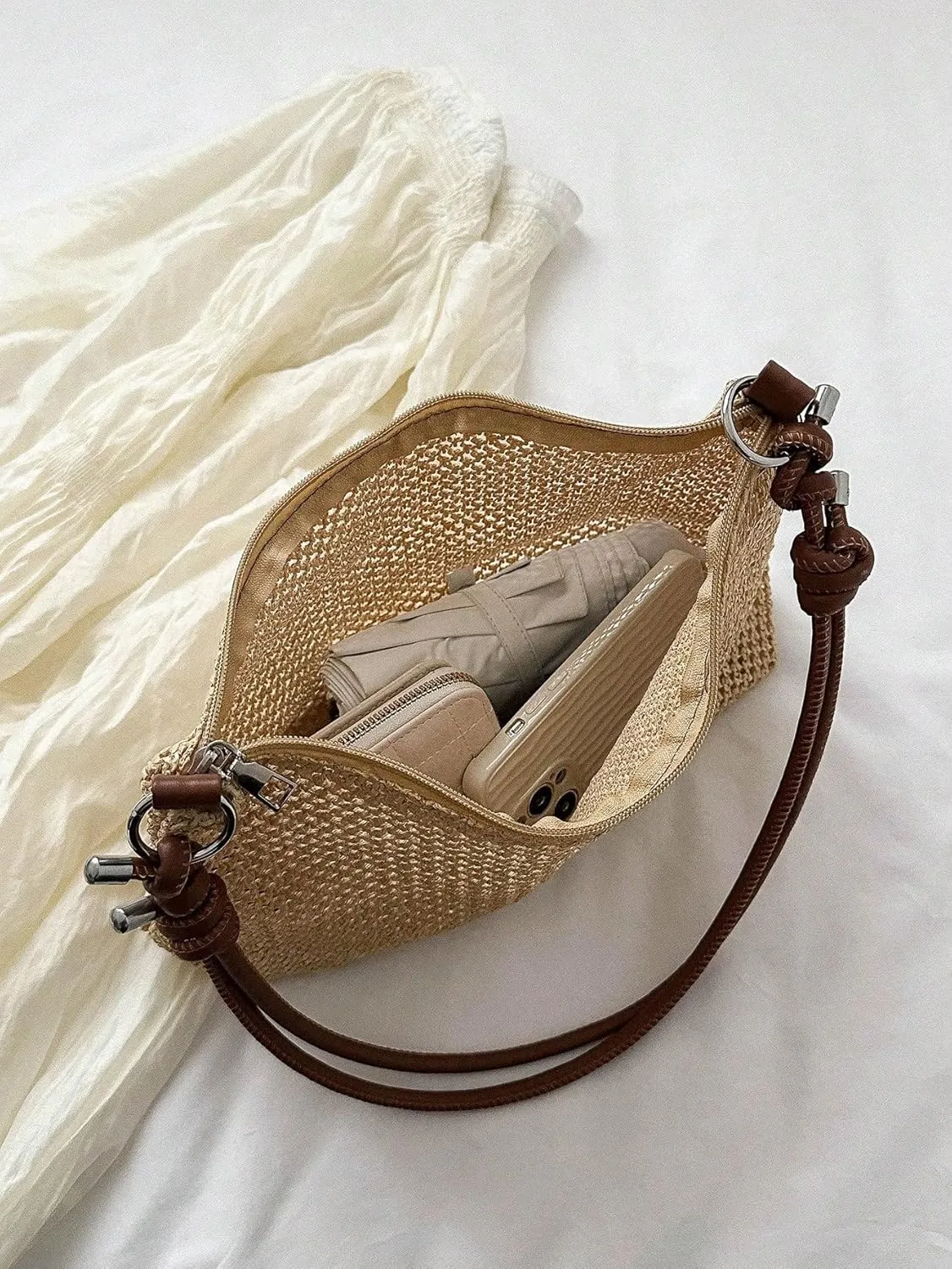 Verdusa Women's Straw Hobo Shoulder Bags Woven Tote Handbag Summer Crochet Purse