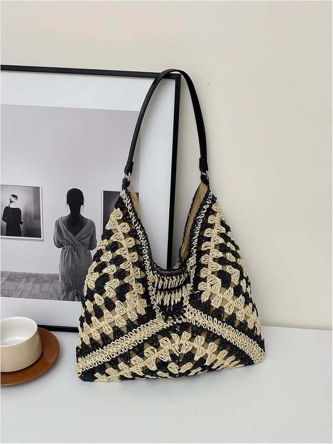 Verdusa Women's Straw Hobo Shoulder Bags Woven Tote Handbag Summer Crochet Purse