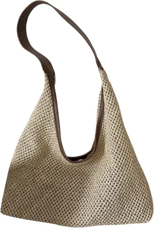 Verdusa Women's Straw Hobo Shoulder Bags Woven Tote Handbag Summer Crochet Purse
