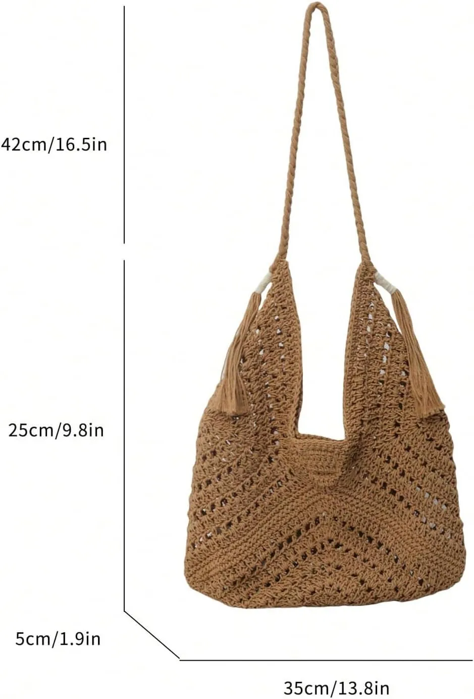 Verdusa Women's Straw Hobo Shoulder Bags Woven Tote Handbag Summer Crochet Purse