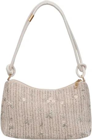 Verdusa Women's Straw Underarm Shoulder Bag Knotted Top Handle Zipper Purses