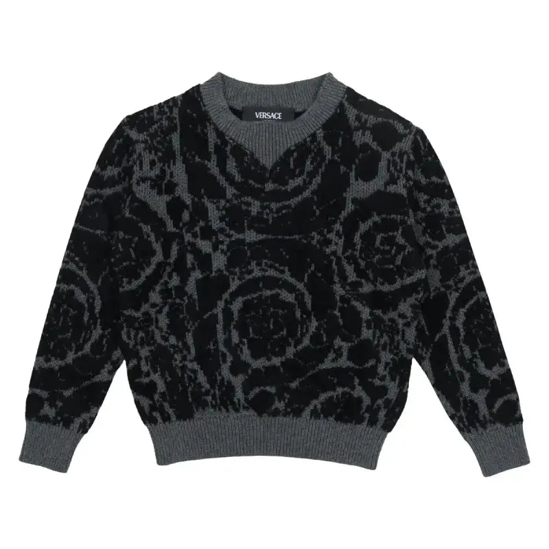 Versace Black Barocco Jacquards Sweater