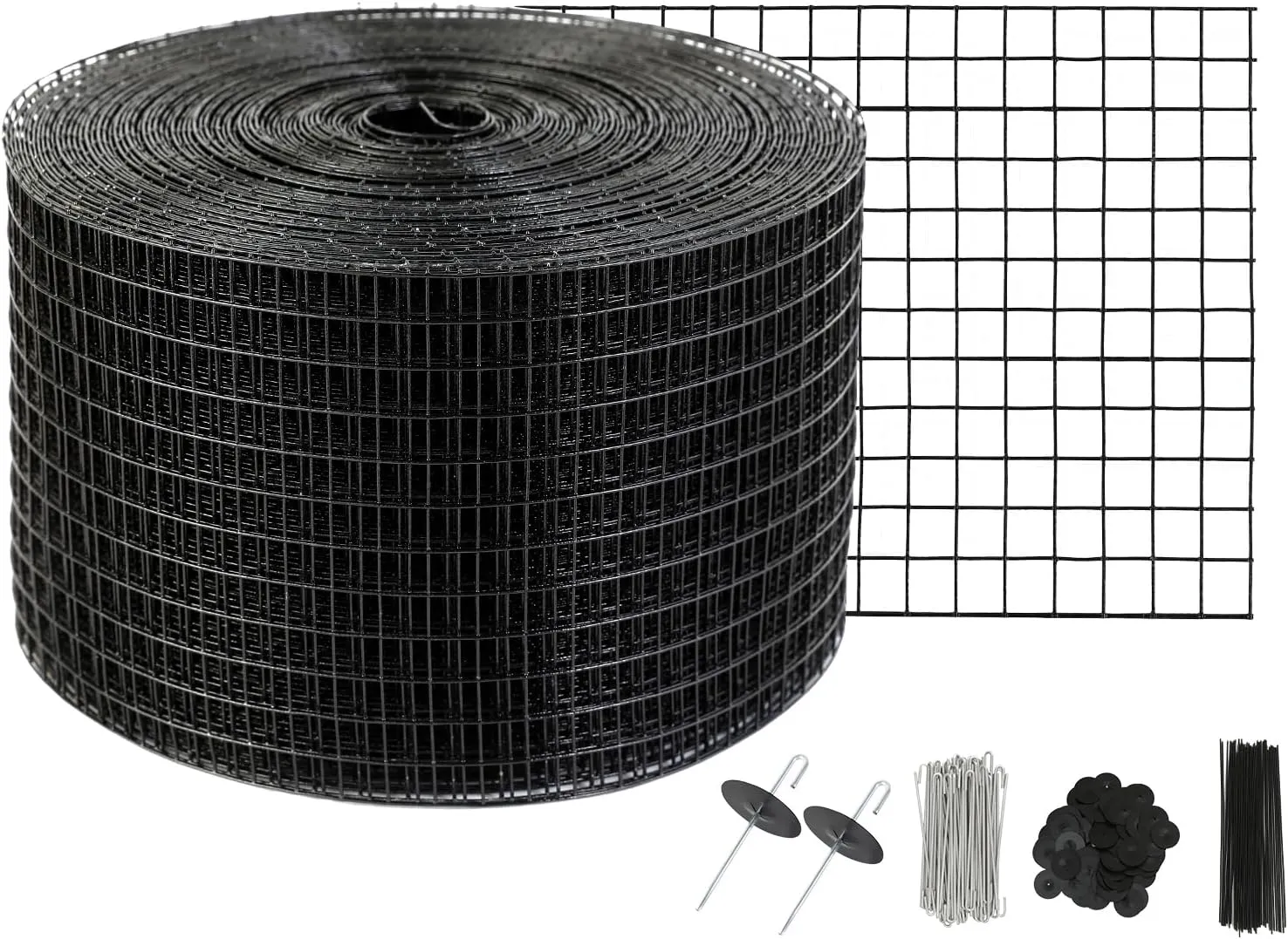 VEVOR 8in x 98ft Solar Panel Bird Guard, PVC Coated Wire Mesh Roll Kit with 100pcs Fasteners,Critter Fence,Pigeon Proofing, Black