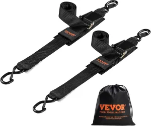 VEVOR Boat Trailer Transom Straps (2PK), 2’’ x 48’’ Adjustable Boat Straps 1,500lb Break Strength with Security Lock S Hooks and Boat Pads, Transom Tiedowns for Trailer, Boat or Kayak Secure