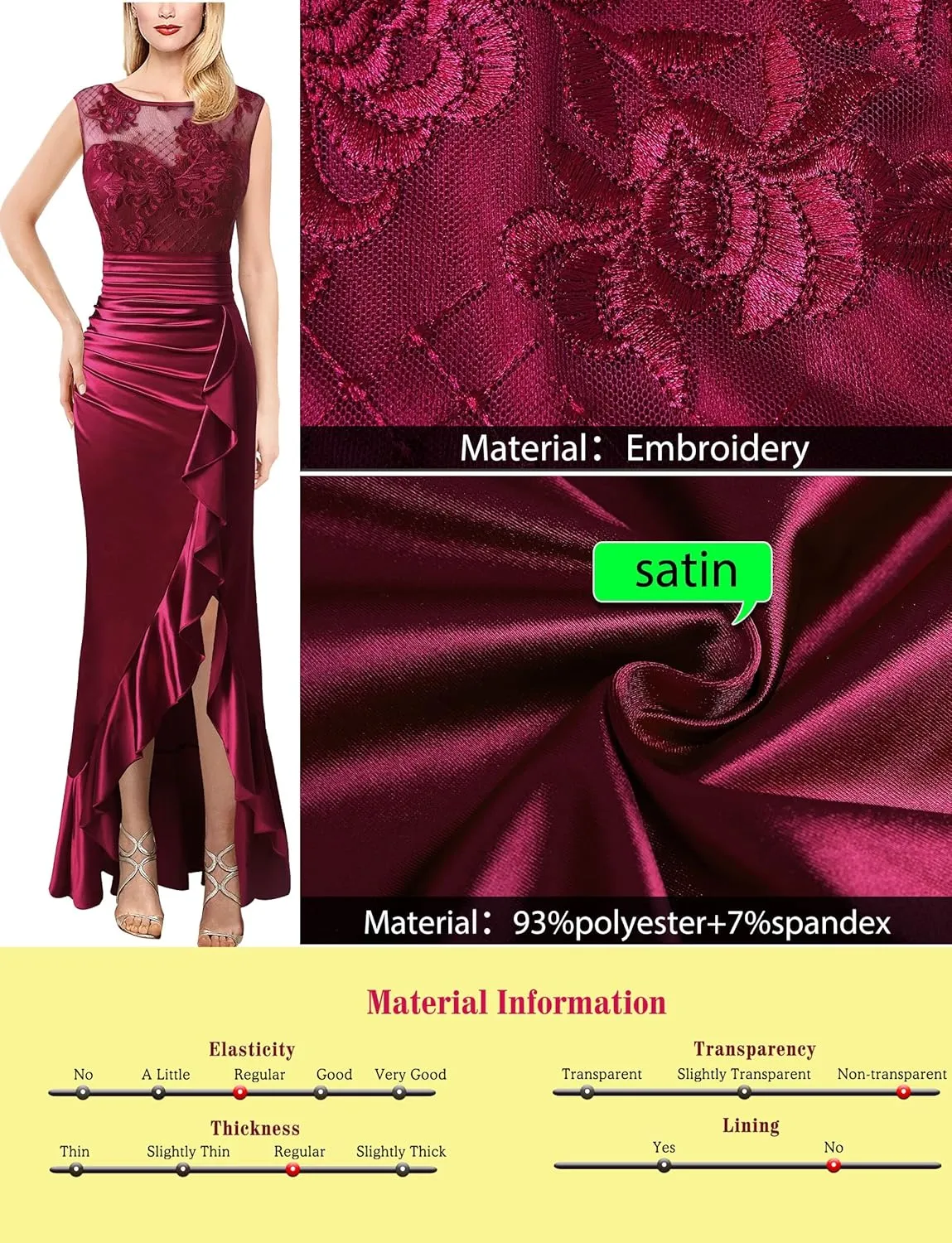 VFSHOW Womens Prom Illusion Sweetheart Formal Maxi Dress Cocktail Patchwork Ruched Ruffle High Split Evening Long Gown