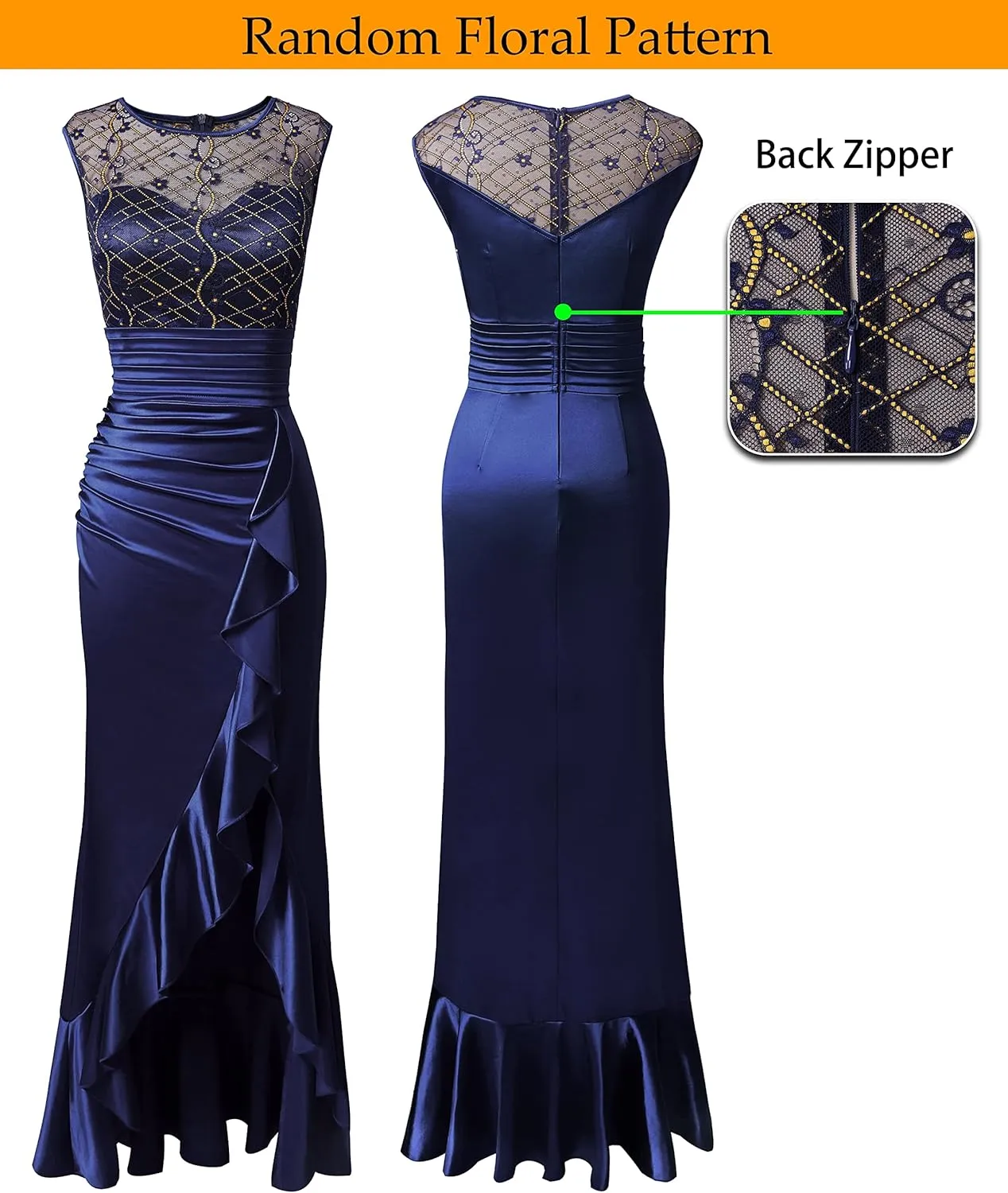 VFSHOW Womens Prom Illusion Sweetheart Formal Maxi Dress Cocktail Patchwork Ruched Ruffle High Split Evening Long Gown