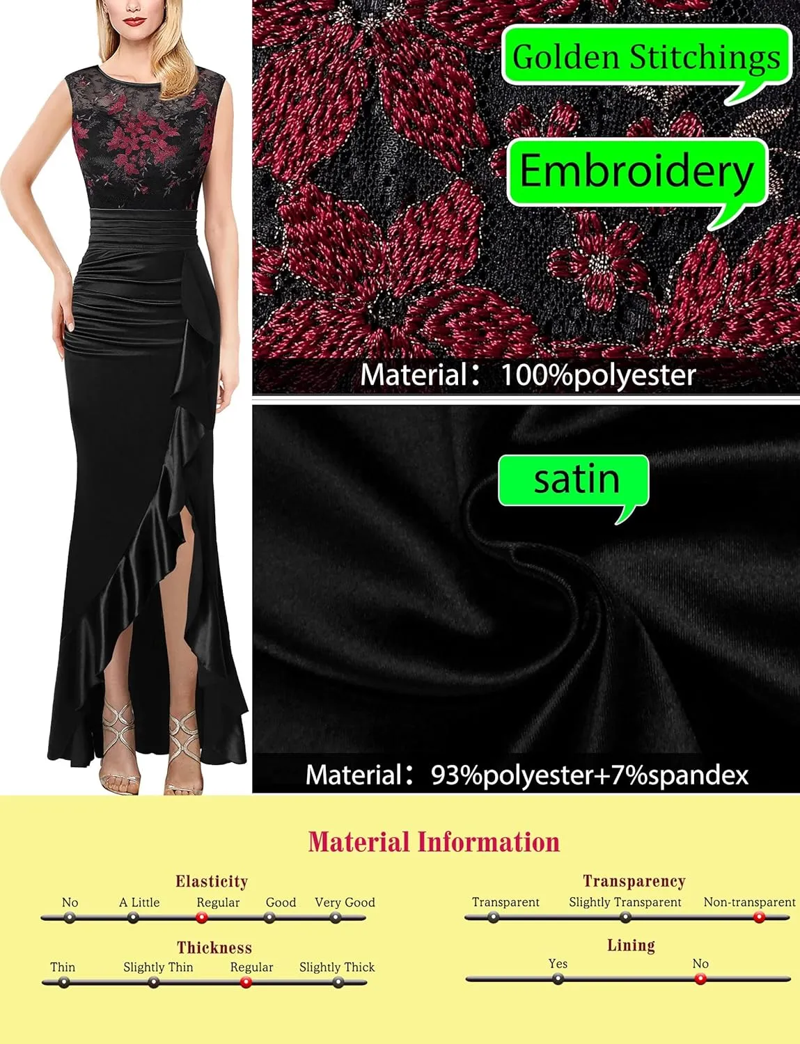 VFSHOW Womens Prom Illusion Sweetheart Formal Maxi Dress Cocktail Patchwork Ruched Ruffle High Split Evening Long Gown