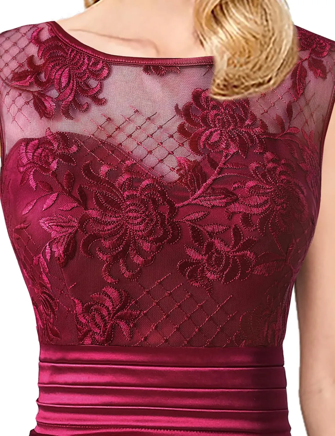 VFSHOW Womens Prom Illusion Sweetheart Formal Maxi Dress Cocktail Patchwork Ruched Ruffle High Split Evening Long Gown