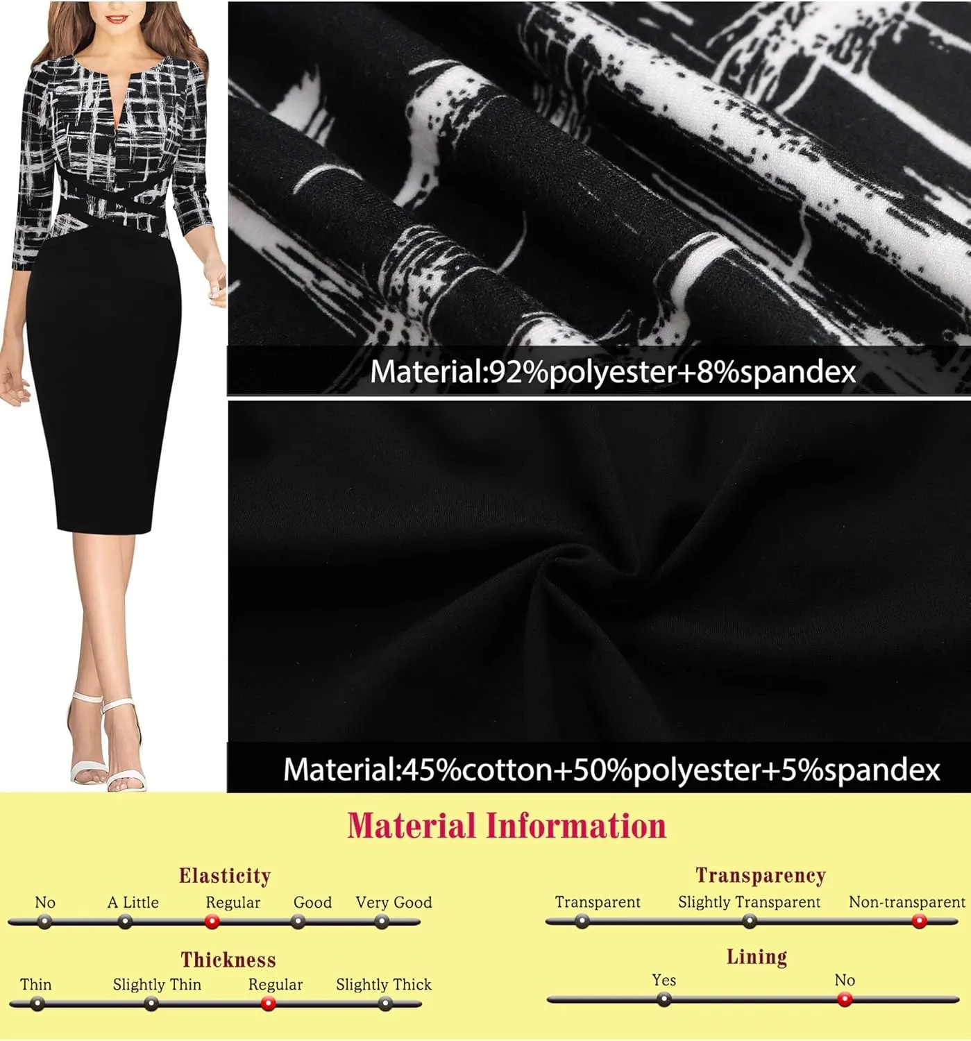 VFSHOW Womens Wear to Work Slim Colorblock Crisscross Waist Front Zipper Business Party Office Bodycon Pencil Sheath Dress