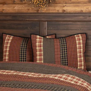 VHC Brands Beckham Standard Sham 21x27 Country Rustic Patchwork Design, Rust Red and Tan