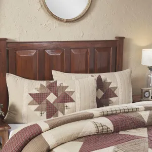 VHC Brands Cider Mill King Patchwork Sham, Tan & Red, 21x38