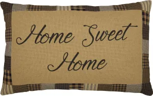 VHC Brands Farmhouse Star Home Sweet Text Cotton Burlap Primitive Bedding Stenciled 22x14 Filled Pillow, Natural Tan