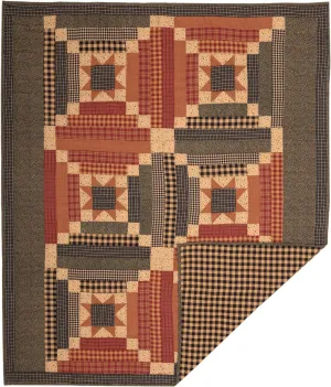 VHC Brands Maisie Quilted Throw 60x50 Country Patchwork Design, Barn Red