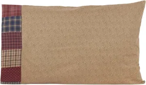 VHC Brands Millsboro Floral/Flower Cotton Rustic Bedding Patchwork Standard Pillow Case Set of 2, Pillowcase Set 21x30, Khaki Tan